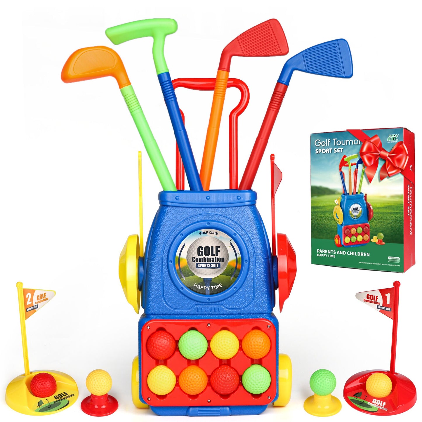 Toddler Toy Golf Sets with 8 Balls, 4 Golf Sticks, 2 Practice Holes - Outdoor Indoor Activity Promotes Physical&Mental Development - Ideal Christmas Gifts Toys for 2-6 Year Old Boys Girls