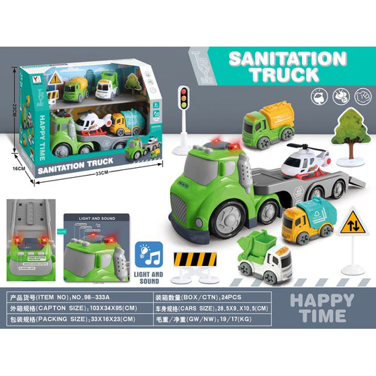 Toy Carrier Trucks Cars for Toddlers, Sanitation transporter Truck Set for Kids Kids,Christmas Gift for 3-8 Years Old Boys & Girls (Green)
