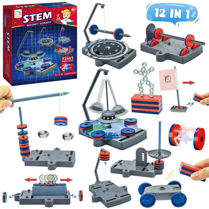 12 in 1 Magnetic Science Kit for Kids, Anti-gravity Magnetic Levitation Kit, Science Magnetic Toys for Students, Educational Physics Toys Gift for Boys&Girls 6 7 8+