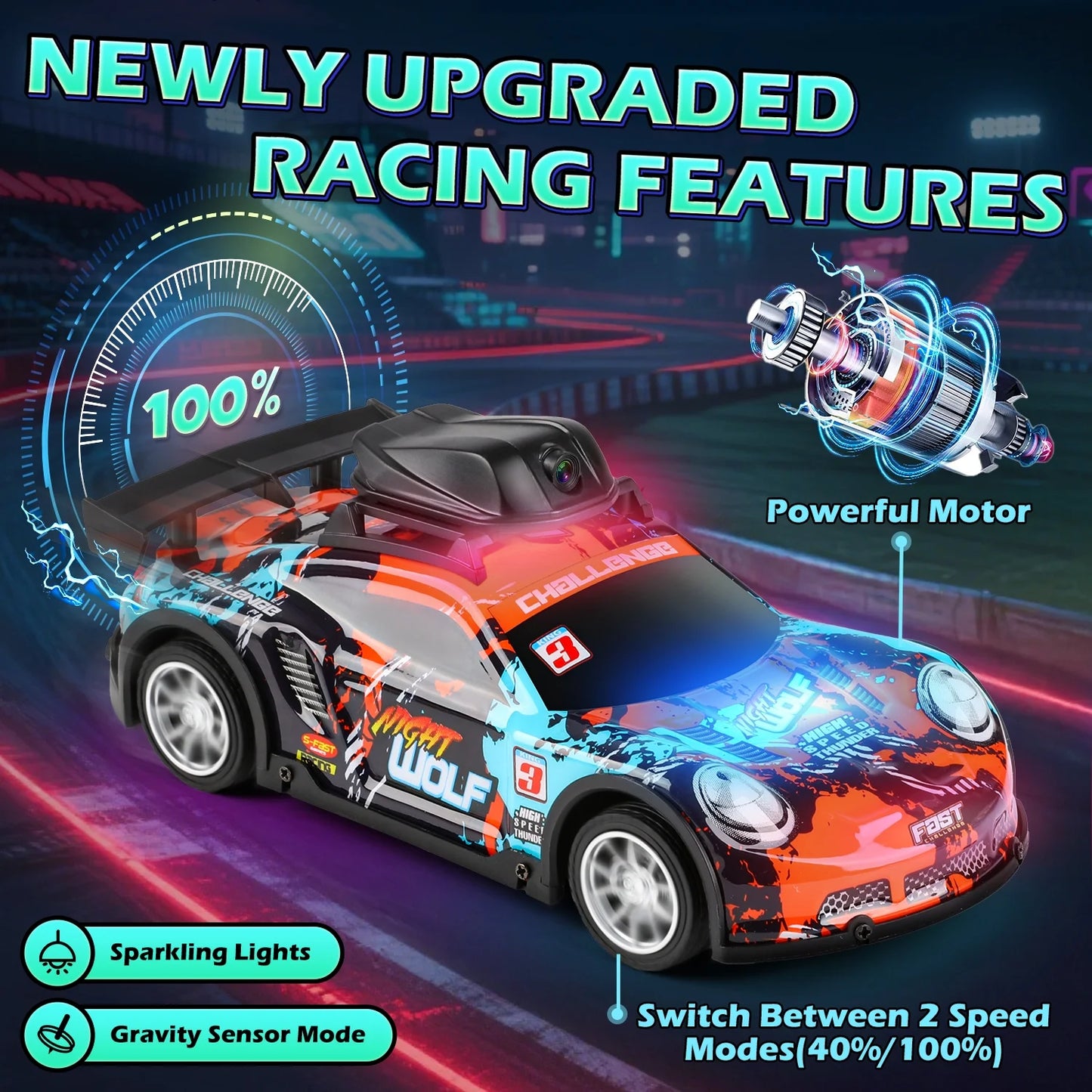 Light-Up Shell Remote Control Car for Kids, HD Camera Real-Time Video&Photos w/ App Control, Rechargeable High Speed RC Car Toy for Boys Girls Ages 6-12