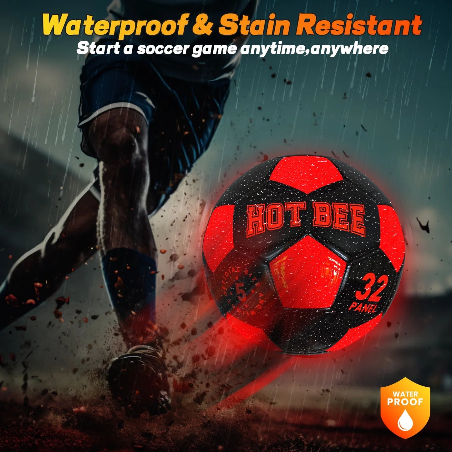 Black Light up Soccer Ball Official Size 5 for Kids 8-12, Rechargeable LED Leather Ball with Bag&Pump, Glow in the Dark Outside Toys for Boys Girls, Birthday Christmas Gift for Teens Adults