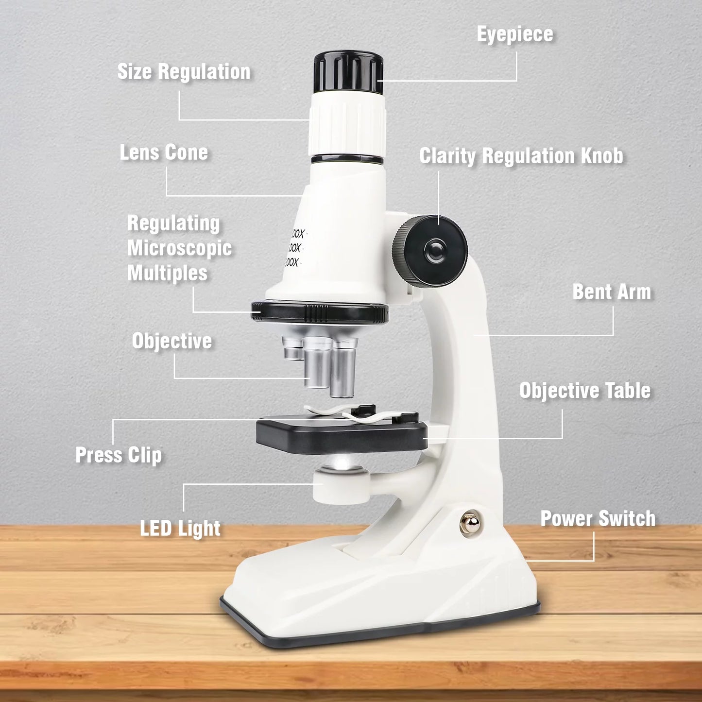 Microscope for Kids, Science Kits for Kids Beginner STEM Microscope Kit with LED 200X 600X and 1200X Magnification, Educational Toy Birthday Gift fot Kids Age 5-7 8-12