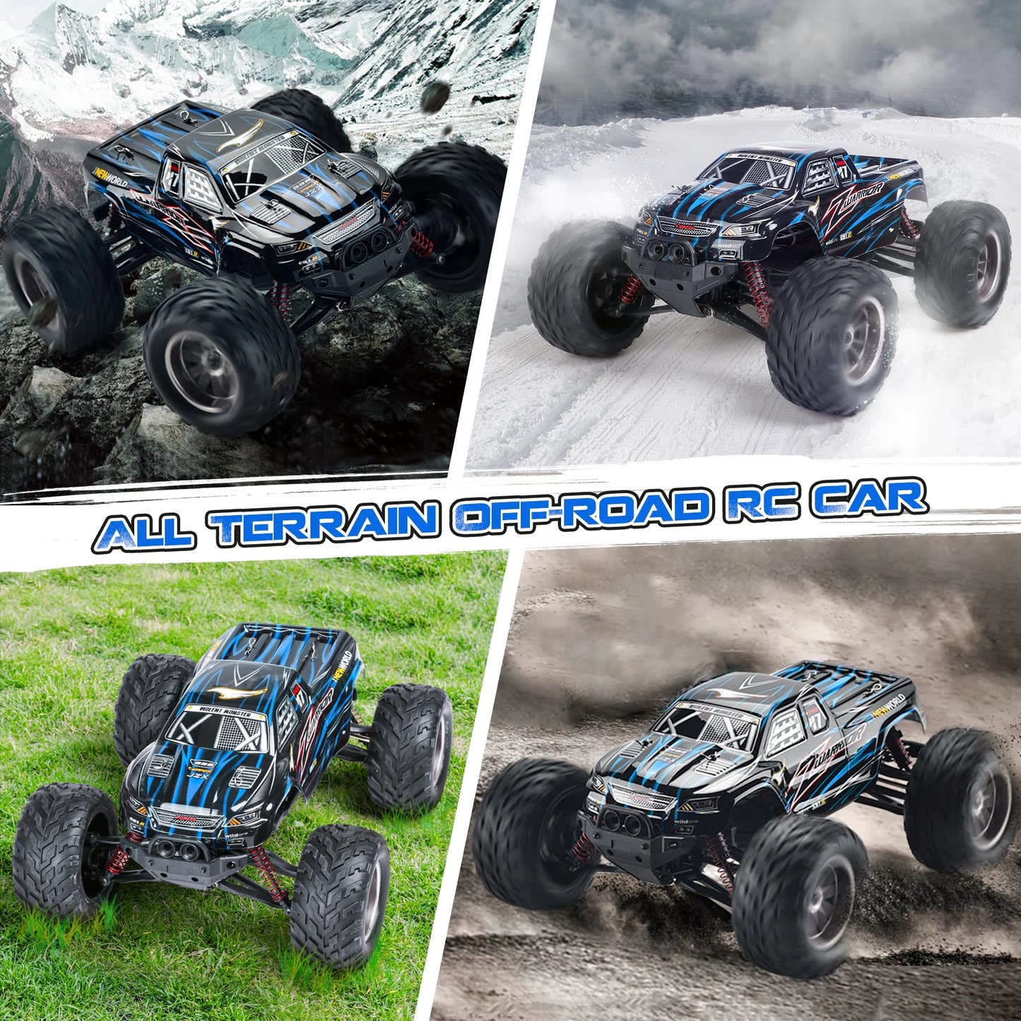 1:12 RC Cars for Adults&Kids 14+, 2 Rechargable Batteries RTR Off-Road RC Trucks, 42 Kmh All Terrains Remote Control Car Crawler, Christmas Gift for Boys 8-11 12+ (Red&Blue)