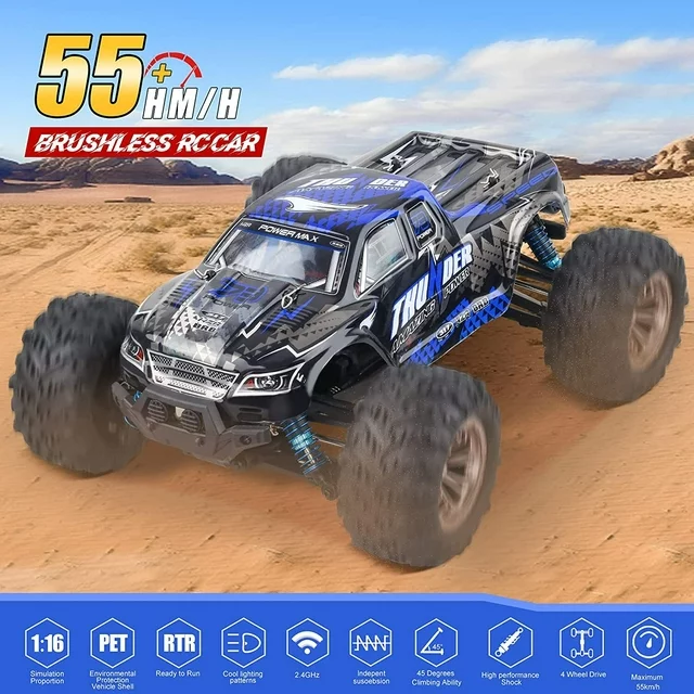 Brushless RC Cars for Adults,1:16 Scale 4WD 2.4 GHz Off Road High Speed 55KM/H RC Monster Truck Toy Gifts for Kid and Adults