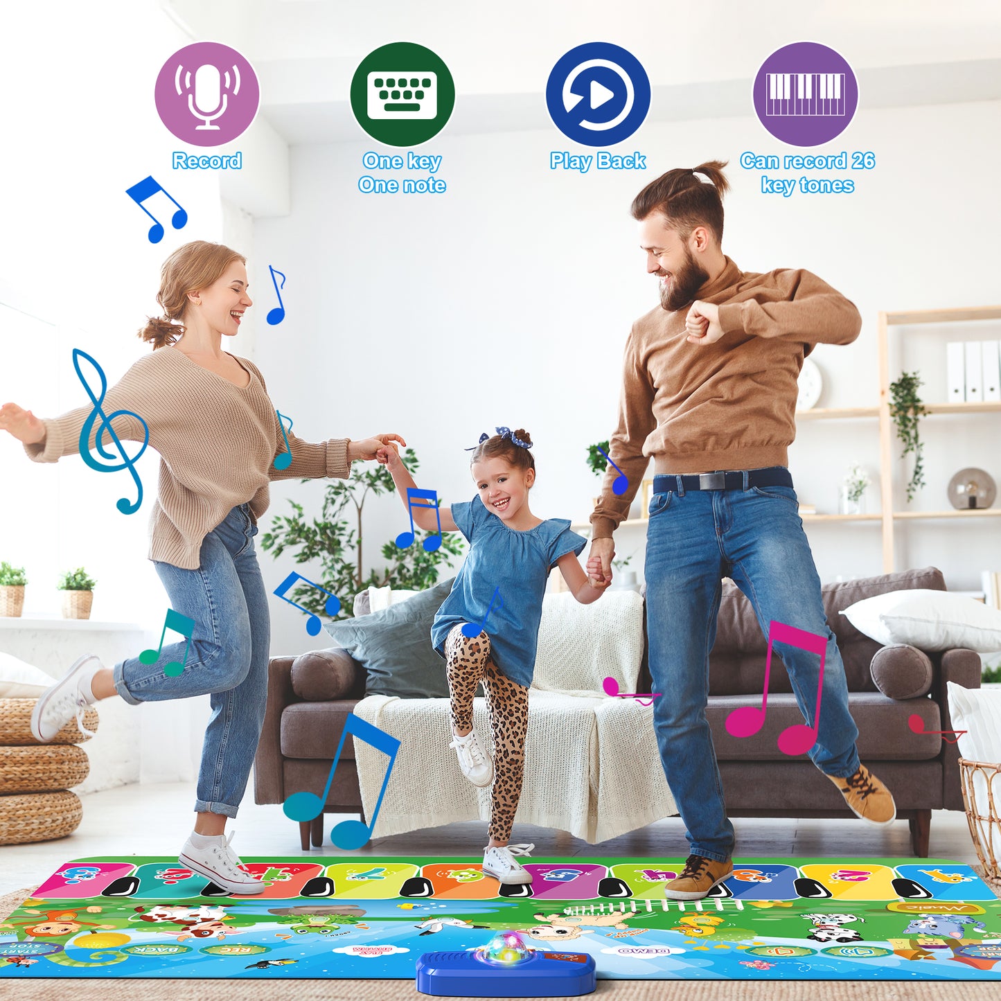 Baby Piano Dance Mat, Musical Toys for Kids, Rec&Replay Keyboard Playmats Christmas Gift for Toddlers Boys Girls Aged 1 2 3 4