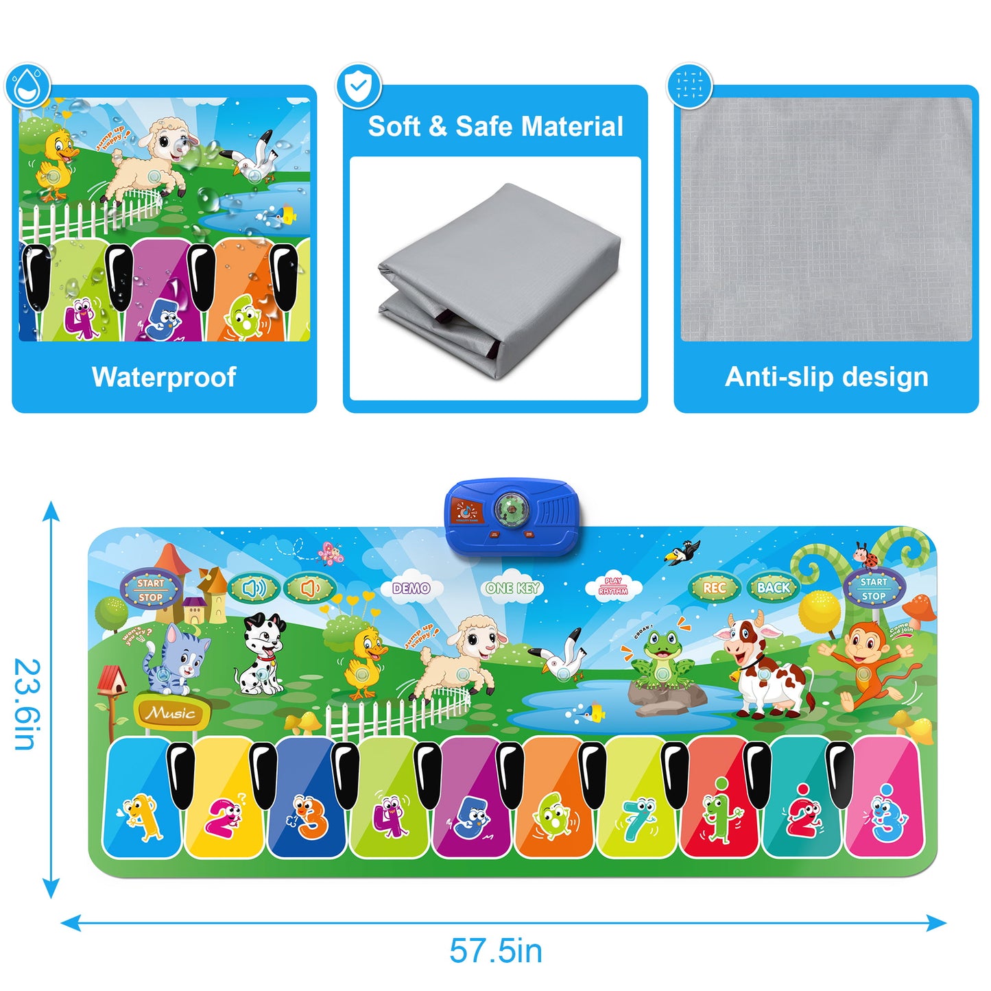 Baby Piano Dance Mat, Musical Toys for Kids, Rec&Replay Keyboard Playmats Christmas Gift for Toddlers Boys Girls Aged 1 2 3 4