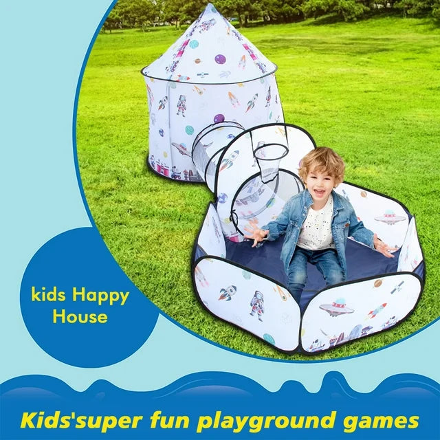 Kids Tent - Foldable Astronaut Space Themed Indoor & Outdoor Play Tent Set, Birthday Christmas Gift for Boys Ages 3 4 5 7 8.