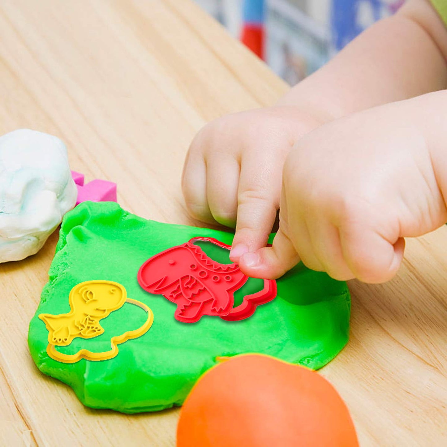 Color Play Dough Dinosaur World Creation Education Toys w/ Animals Pretend Playdough Sets for Kids