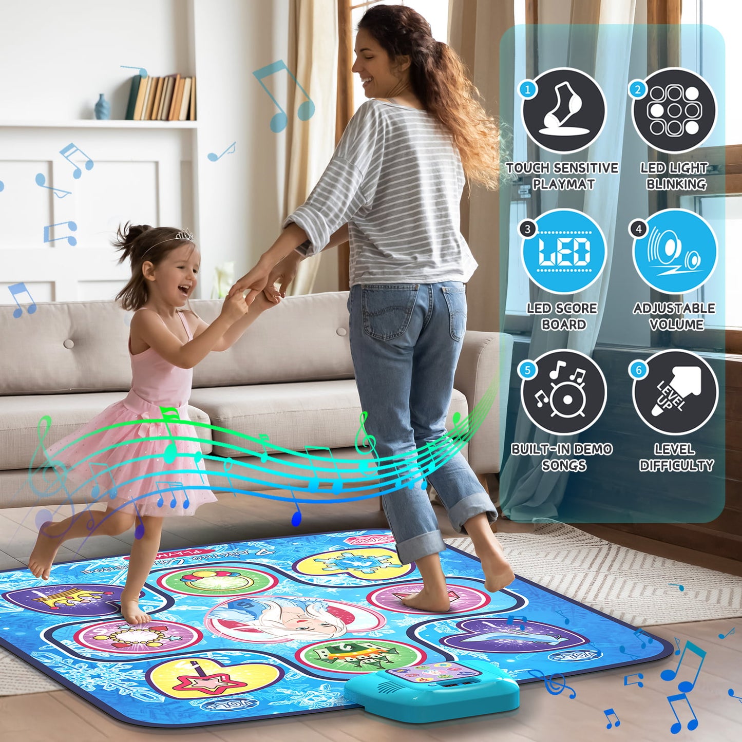 Dance Mat,Frozen Themed Dance Pad Music Games Toy for Kids Birthday Gifts for little girls 3-12 Year Old