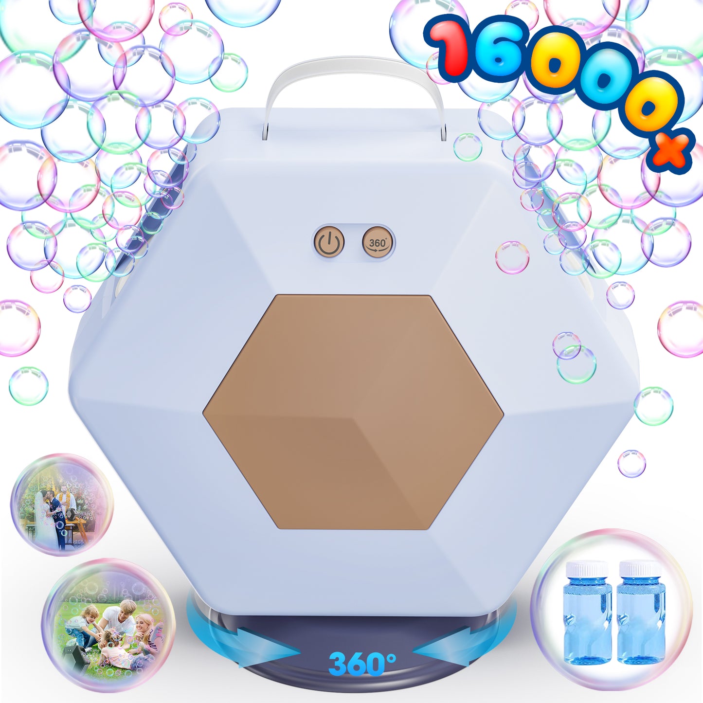 Bubble Machine Blower for Kids, Party Bubble Maker Machine, 16000+Bubbles/MIN Auto Indoor&Outdoor Summer Toys for Toddlers&Kids Birthday 3 4 5 6+ Years Old.