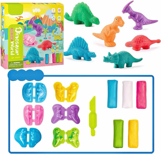 Dinosaur World Color Dough Toys for Kids, Animals Play Dough Set for Toddlers Boys Girls Birthday Christmas Gift Aged 3+