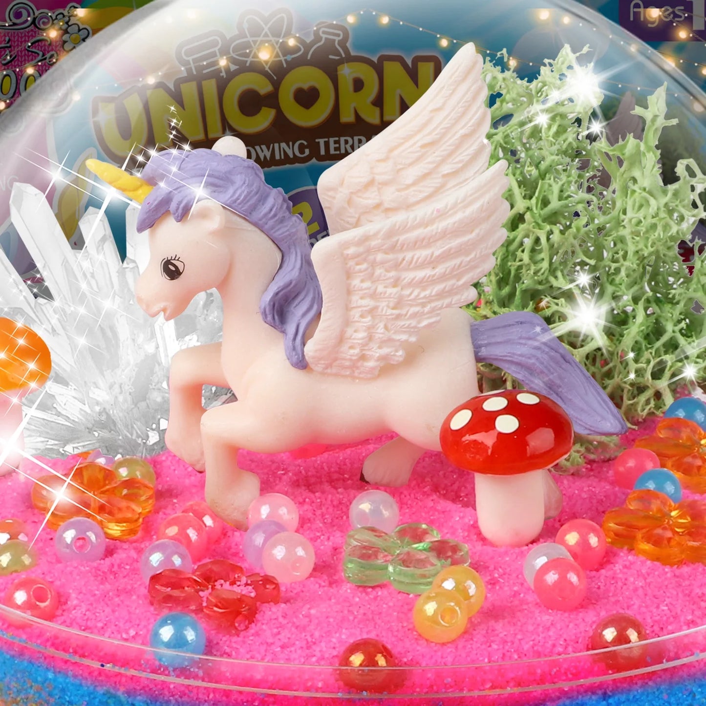 Unicorn Toys for Girls, Light up Unicorns Crystals Growing Terrarium Kit for Kids, Arts & Crafts Kits, Birthday Gifts for Ages 5-7 8-11 12+
