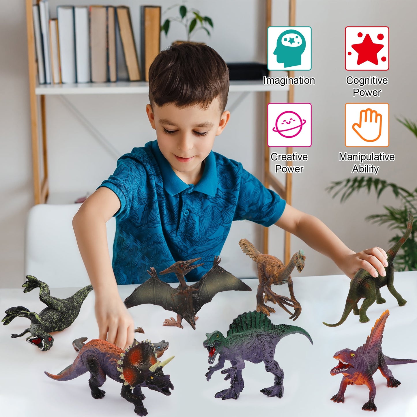 Jurassic Dinosaur Toys Set for Kids, 12 Dinosaur Figures with Play Mat, Realistic Dinosaurs Gift for Boys Girls Age 3 4 5 6+
