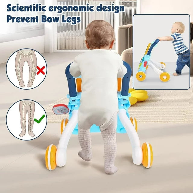 2-in-1 Baby Push Walker Toy for Baby Boys Girls 6-12-18+ Months, Learning to Walk, Activity Center Baby Walkers with Music and Drawing Board, First Gift for Toddlers Infant Boys Girls.