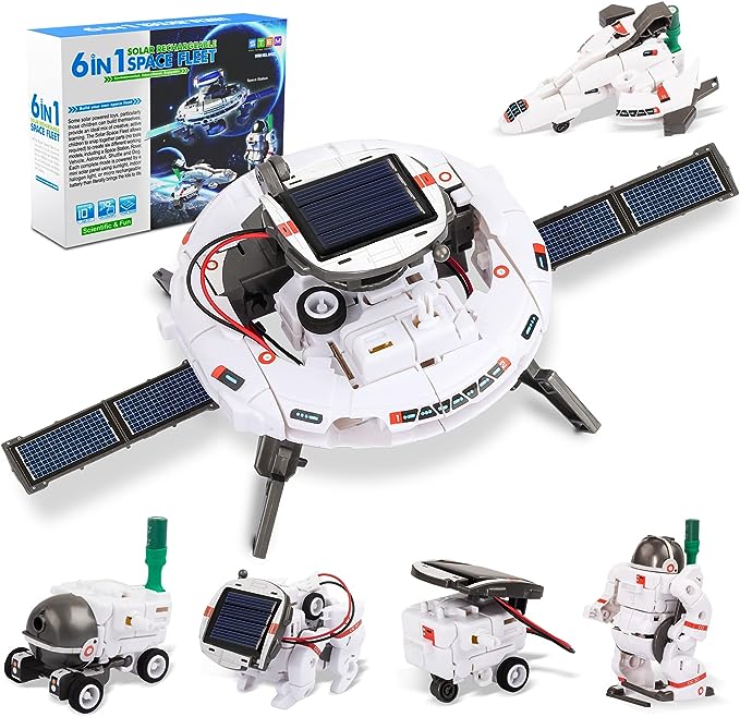 6-in-1 Science STEM Projects for Kids Ages 8-12, Solar Robot Space Building Kit DIY Science Experiment Toys for Kids Boys Girls