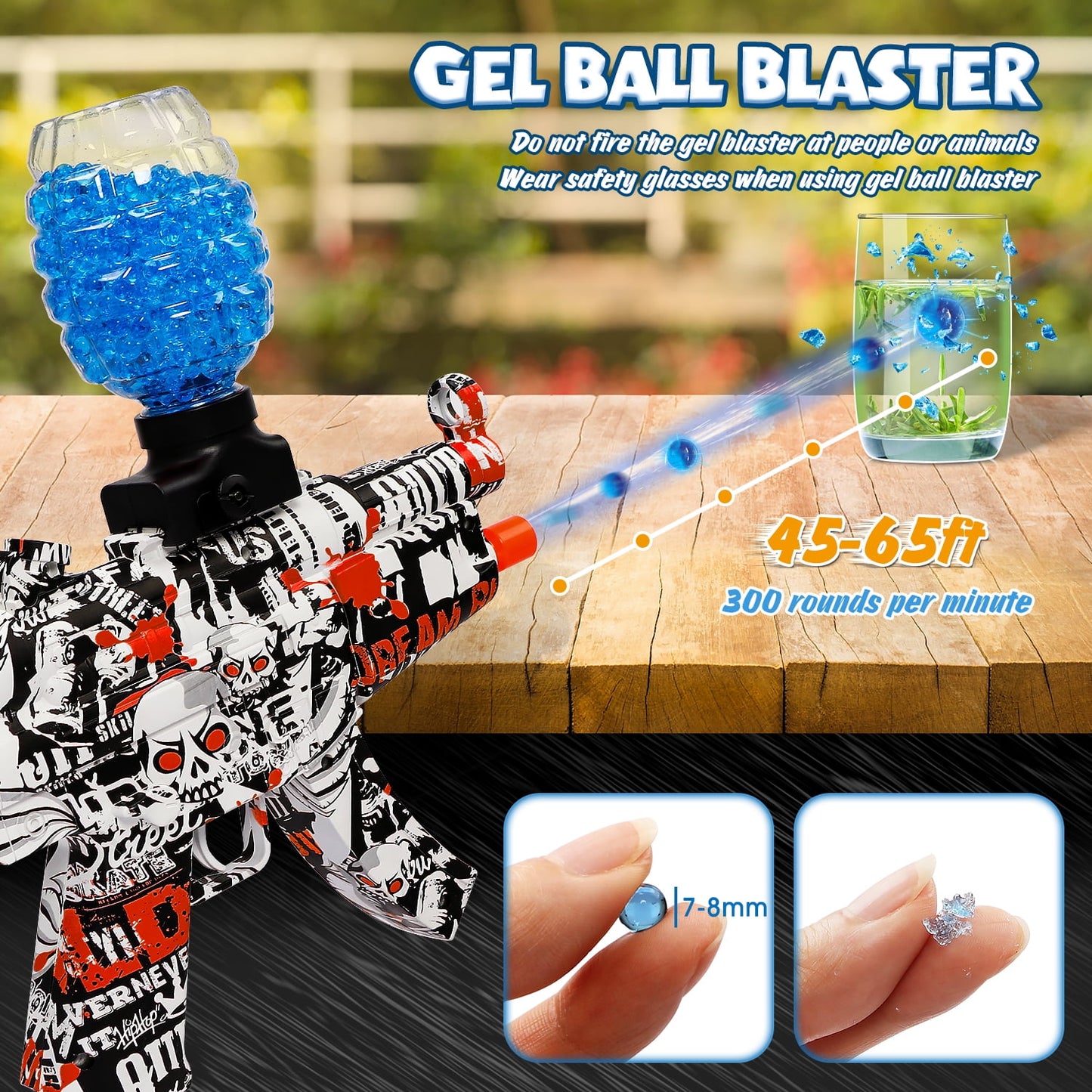 Gel Ball Blaster with 40000 Water Beads, for Outdoor Activities Team Game, Ages 8+ Kids and Adults