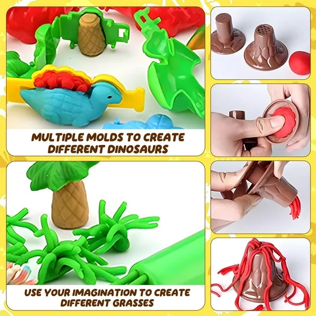 Dinosaur Toys Play Dough Sets for Kids, Color Play Colorful Dough&Multiple Molds, Portable Dinosaur Case Toy, Great Birthday Christmas Gifts Dinosaur Toys for Boys 3-6