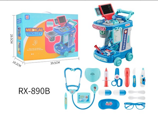 Doctor Kit for Kids, Pretend Medical Station Set for Boys & Girls,Pretend Medical Kit Toy, Mobile Cart with Sound and Light Functions, Kids Doctor Kit for Toddlers 3-5 Birthday Gift