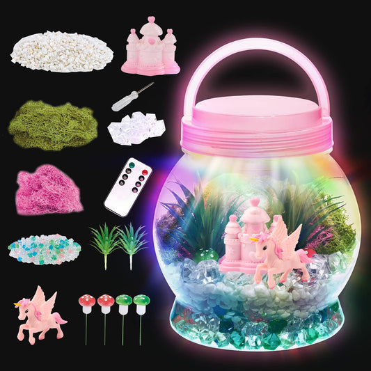 Light Up Unicorn Terrarium Kit for Kids, Unicorns Gifts for Girls - Unicorn Toys & Stuff, Arts & Crafts Kits, 6 Year Old Girls Birthday Gifts Ages 5 7 8