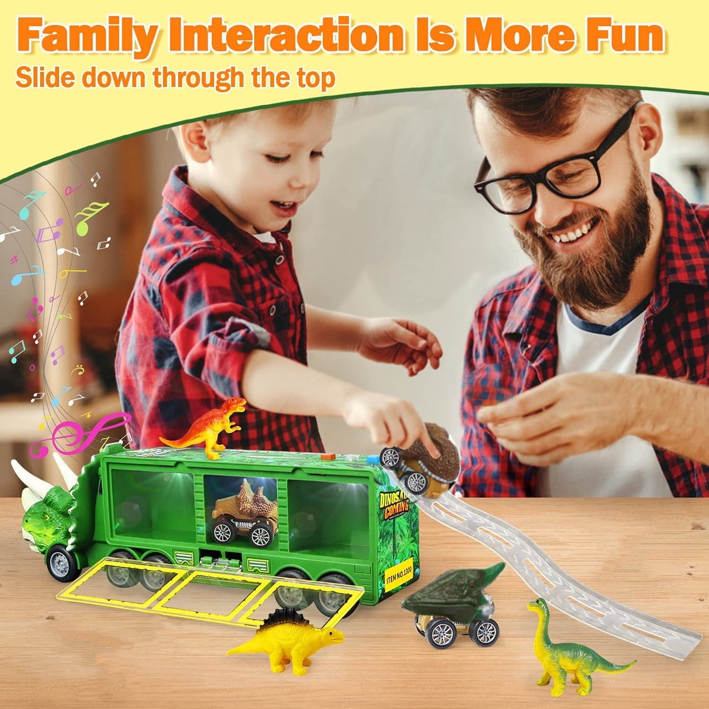 13 in 1 Jurassic Dinosaur Truck Toys for Kids 2-5,Dino Pull Back Cars Flashing&Roaring monster trucks for Boys Toys Age 2 3 4 5 Girls.