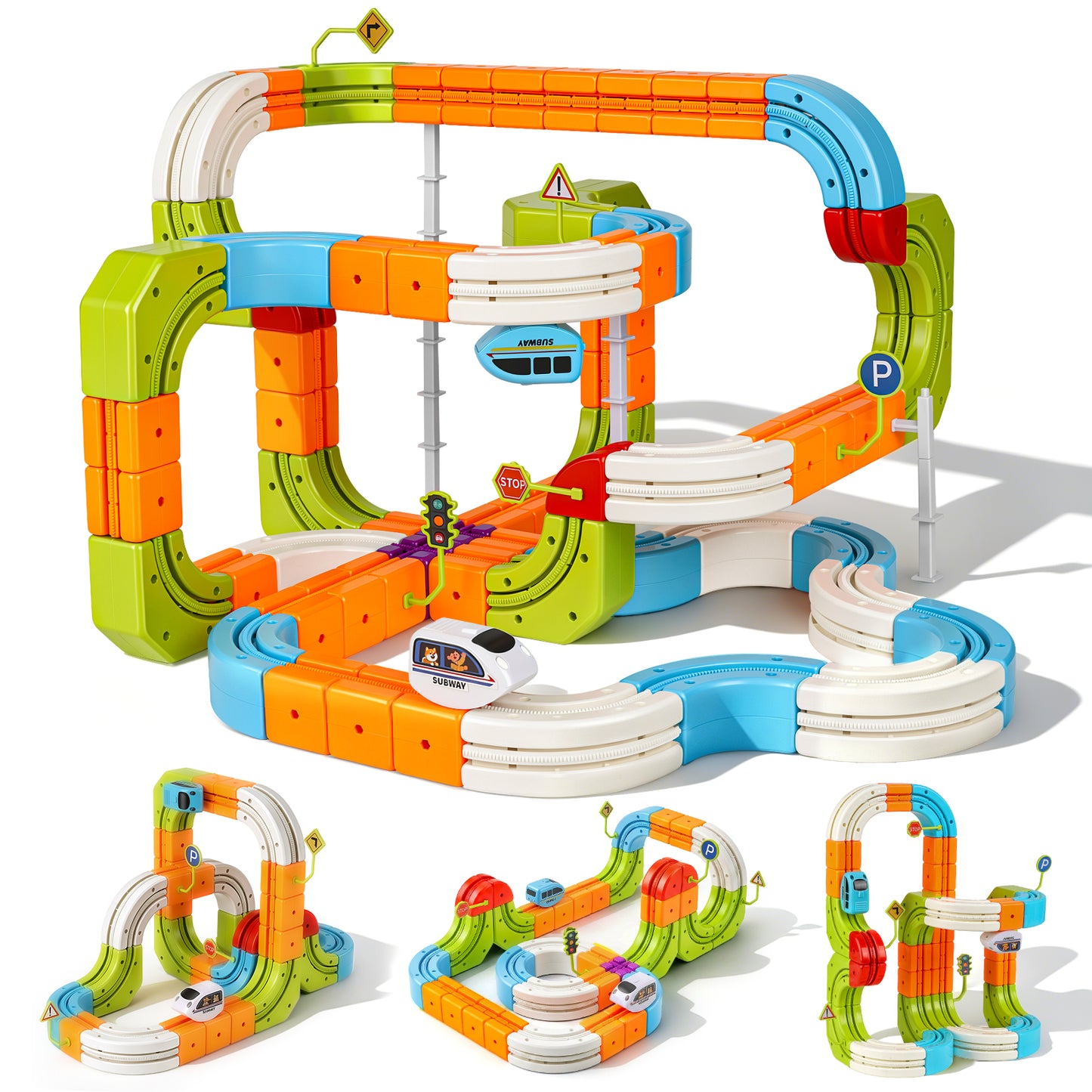 Hot Bee Electric Train Set for Kids, 134pcs Gravity-Defying Race Track 丨 3D STEM Toy Train Track for Kids, Building Train Toys for Toddlers, Birthday Gifts for 3 4 5 6 7 8+ Year Old Boys Girls