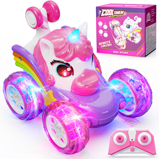 Hot Bee Remote Control Cars, Toy Cars for Kids Age 3 4 5 6, RC Stunt Car with LED Light, Gifts for Girls, Toys for 2 3 4 5 6 Year Old Girls