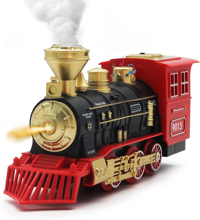 Train Toys Train Steam Locomotive Engine - Train Engine Toy, Smoke, Lights & Sounds, for 3 4 5 6 7+ Year Old Kids