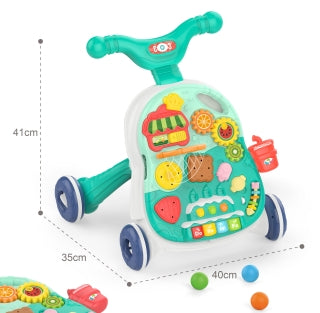 Sit-to-Stand Learning Walker, 2 in 1 Baby Walker and Activity Center, Baby Music Learning Toy, Birhday Christmas Gift for Infant Boys Girls 6 to 18 Months-Green