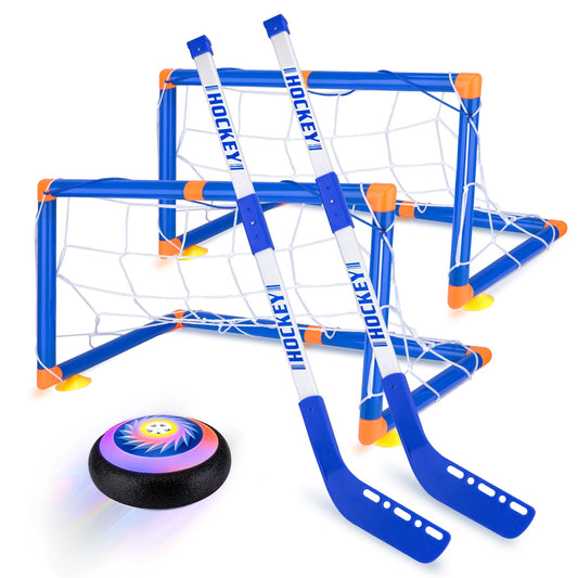 Hover Hockey Set for Kids, Led Light Air Hover Hockey with 2 Goals Indoor/Outdoor Game Toys Gifts for Kids 3+ Year Old