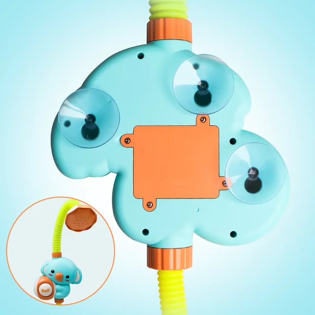 Baby Bath Toy Toddler Water Spray Shower Head, Bathtub Water Pump Cartoon Elephant Shower for Infants Kids, Blue