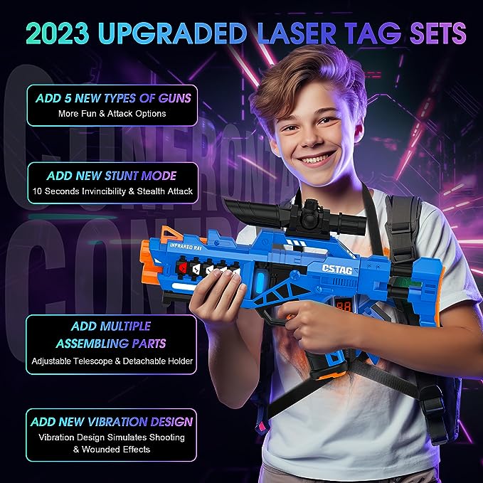 Laser Game Tag Sets for Kids, Teens & Adults, Rechargeable Tag Laser Set of 2 with Sensors Vests Set