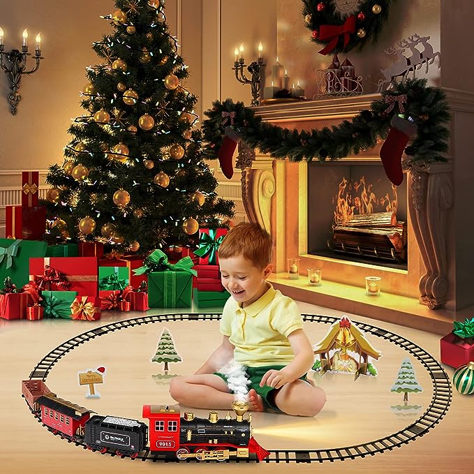 Train Set Toys for Boys Girls,Smokes, Lights & Sound, Railway Kits, Christmas Gifts for 3 4 5 6 7 8+ Year Old Kids