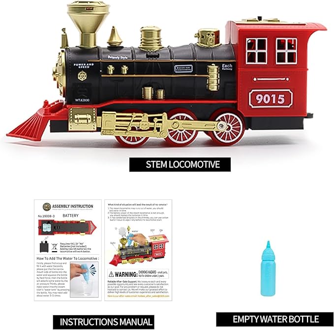 Train Toys Train Steam Locomotive Engine - Train Engine Toy, Smoke, Lights & Sounds, for 3 4 5 6 7+ Year Old Kids