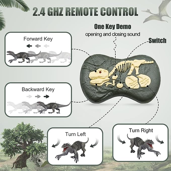 Large Dinosaur Toy for Kids, 18.6in Big Robot Dinosaur Simulation Action Figure with Mist Spray, Chomping Mouth, LED Light and Roaring Sounds