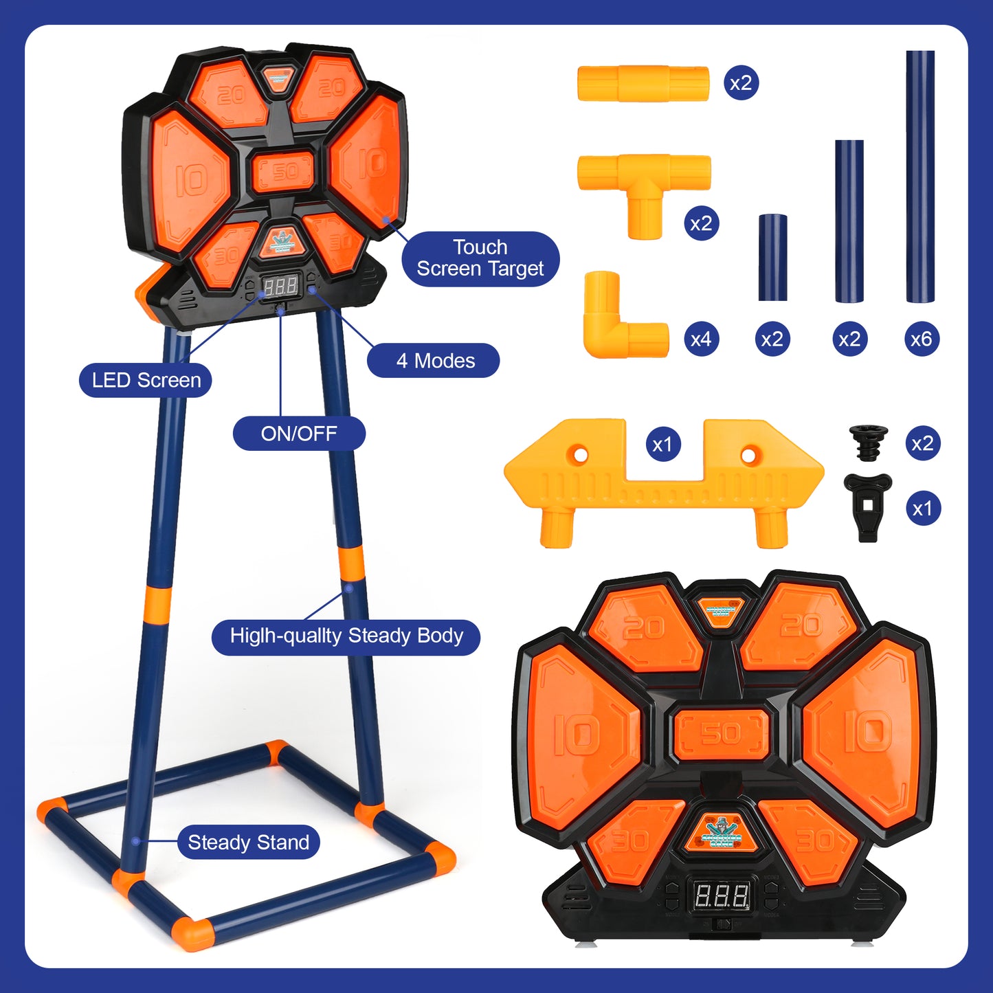 Square Shooting Target, Interactive Digital Game for Nerf Gun Enthusiasts, Electronic Scoring Target for Kids Aged 5-13