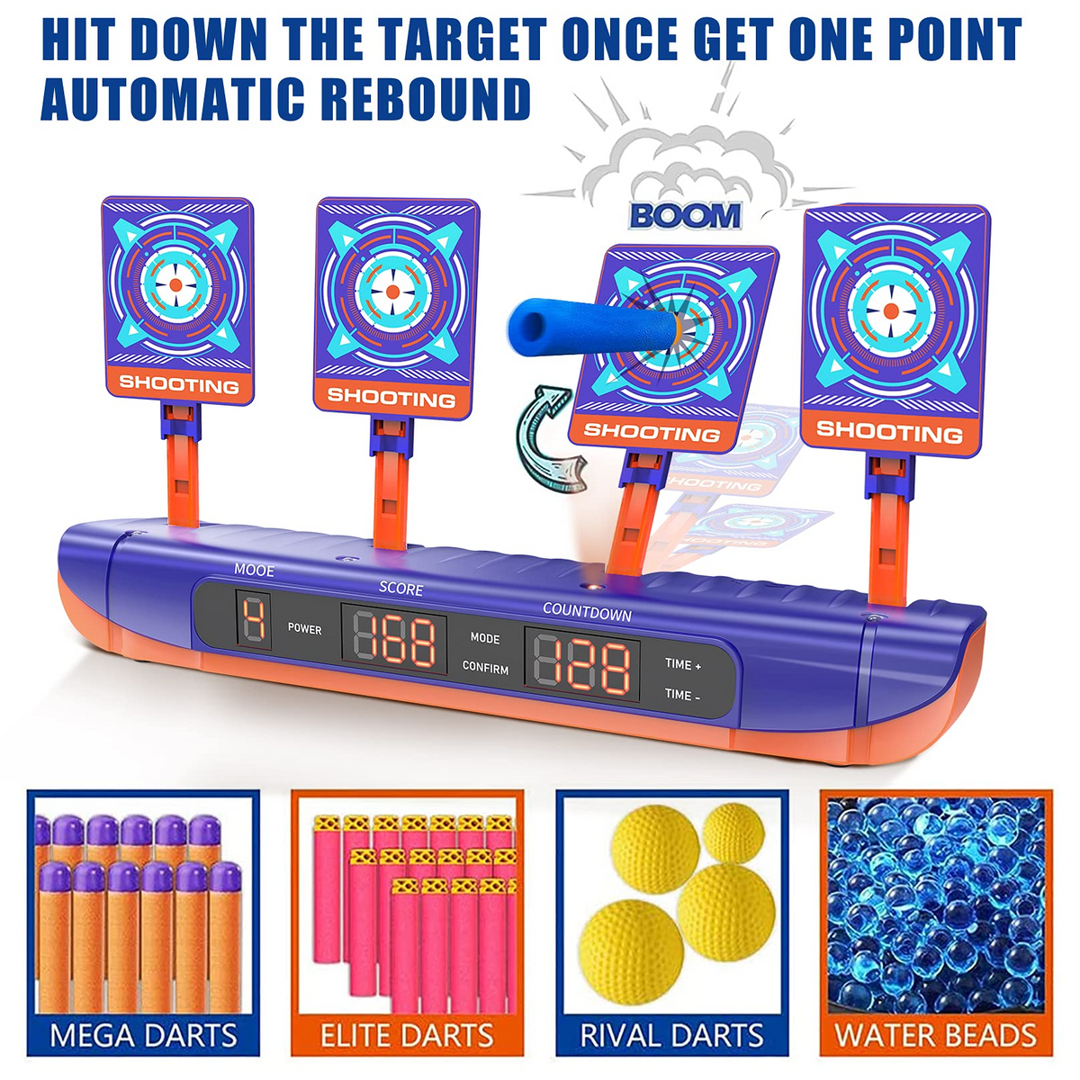 Electric Rocking Target Electronic Shooting Target with 2 Foam Dart Blasters Outdoor Toys for ...