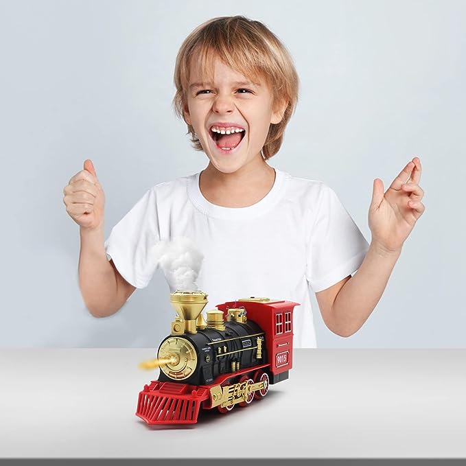 Train Toys Train Steam Locomotive Engine - Train Engine Toy, Smoke, Lights & Sounds, for 3 4 5 6 7+ Year Old Kids