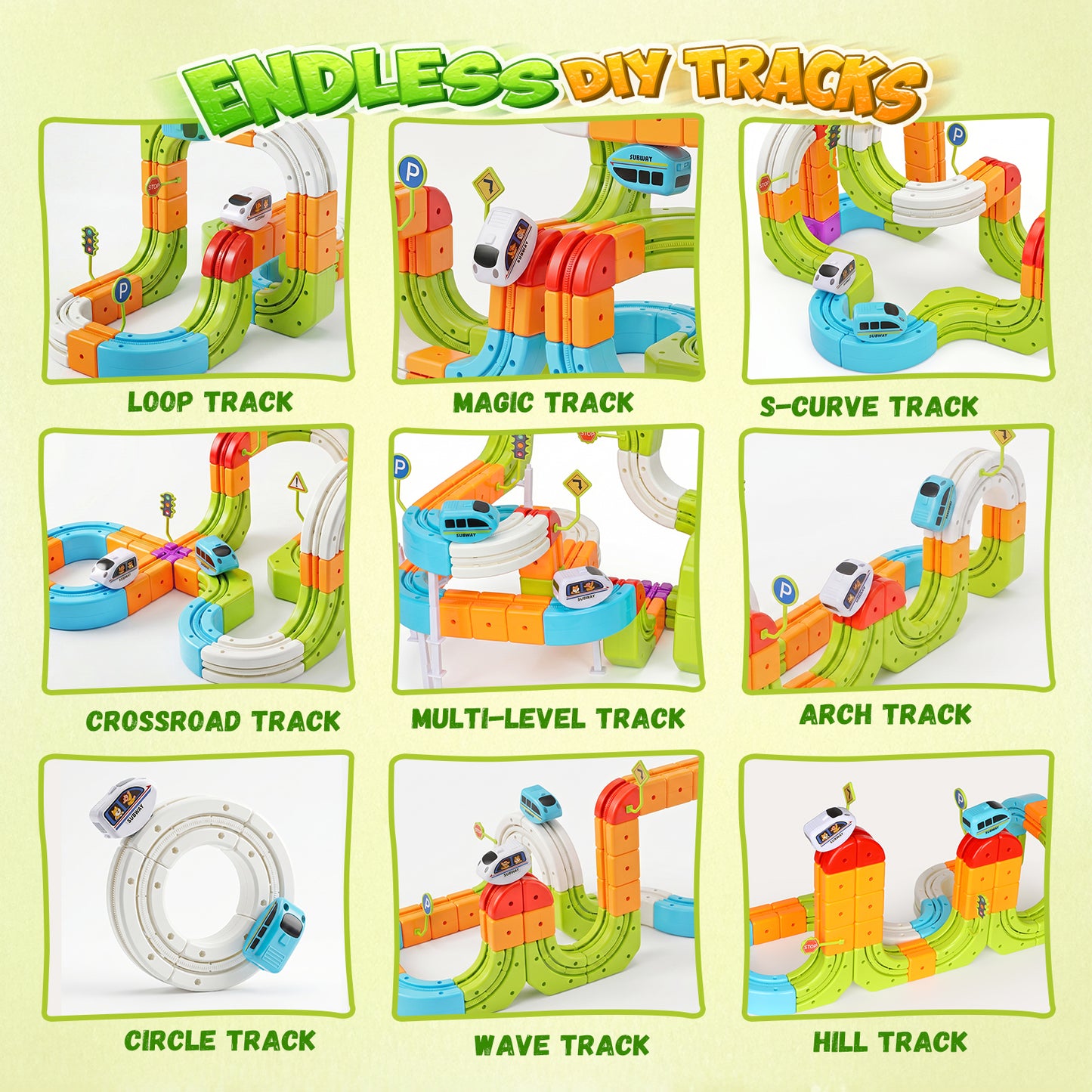 Hot Bee Electric Train Set for Kids, 134pcs Gravity-Defying Race Track 丨 3D STEM Toy Train Track for Kids, Building Train Toys for Toddlers, Birthday Gifts for 3 4 5 6 7 8+ Year Old Boys Girls