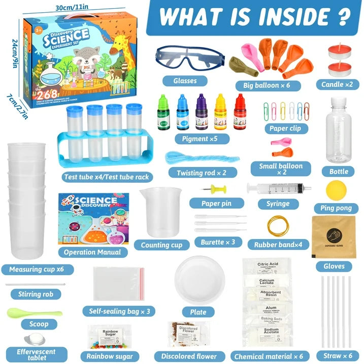 Kids Science Kit with Lab Tools & 268 Experiments, STEM Chemistry Set with Goggles, Balloons, Test Tubes & Colorful Reactions, Educational Learning Toy Gift for Boys Girls Ages 6-12