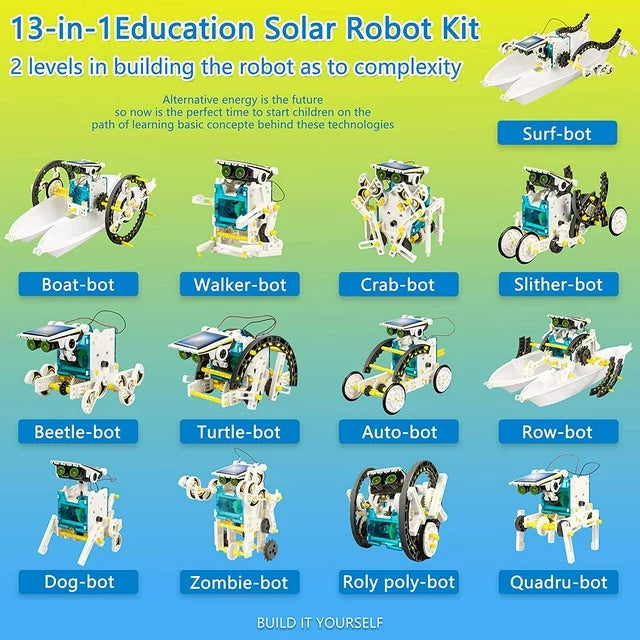 13-in-1 Solar Power Robots Set, Science Toy Building Robotic Kit Age 8-12 for Boys Girls Kids, Creation Toy -- DIY Educational Christams Gifts.