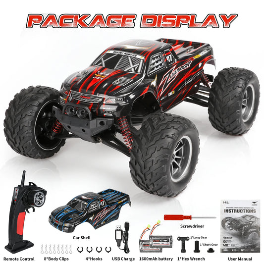 1:12 RC Cars for Adults&Kids 14+, 2 Rechargable Batteries RTR Off-Road RC Trucks, 42 Kmh All Terrains Remote Control Car Crawler, Christmas Gift for Boys 8-11 12+ (Red&Blue)