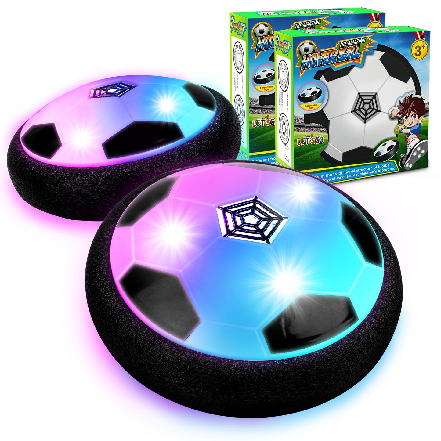 Hover Ball Toys for Boys & Girls - 2 LED Soccer Balls Indoor/Outdoor Games for Kids 3+ Year Old