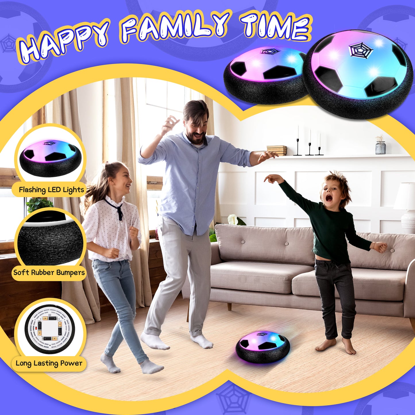 Hover Ball Toys for Boys & Girls - 2 LED Soccer Balls Indoor/Outdoor Games for Kids 3+ Year Old
