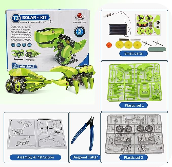 STEM Science Kit Toys for Kids Ages 8-12, 3 in 1 Solar Robot Kit, Robot Dinosaur Learning & Education Toys, Gifts for 8 9 10 11 12 Year Old Boys Girls