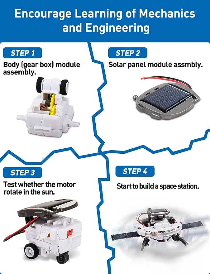 6-in-1 Science STEM Projects for Kids Ages 8-12, Solar Robot Space Building Kit DIY Science Experiment Toys for Kids Boys Girls