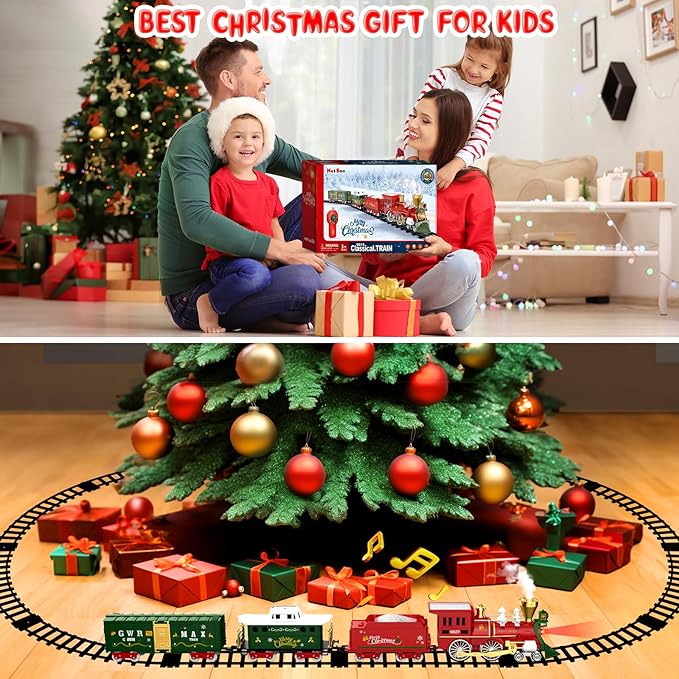 Christmas Remote Control Train for kids,Toys w/Realistic Smoke Locomotive, Lights & Sounds, Christmas Toys Gifts for 3 4 5 6 7 8+ Year Old Boys