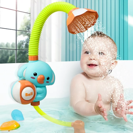 Baby Bath Toy Toddler Water Spray Shower Head, Bathtub Water Pump Cartoon Elephant Shower for Infants Kids, Blue
