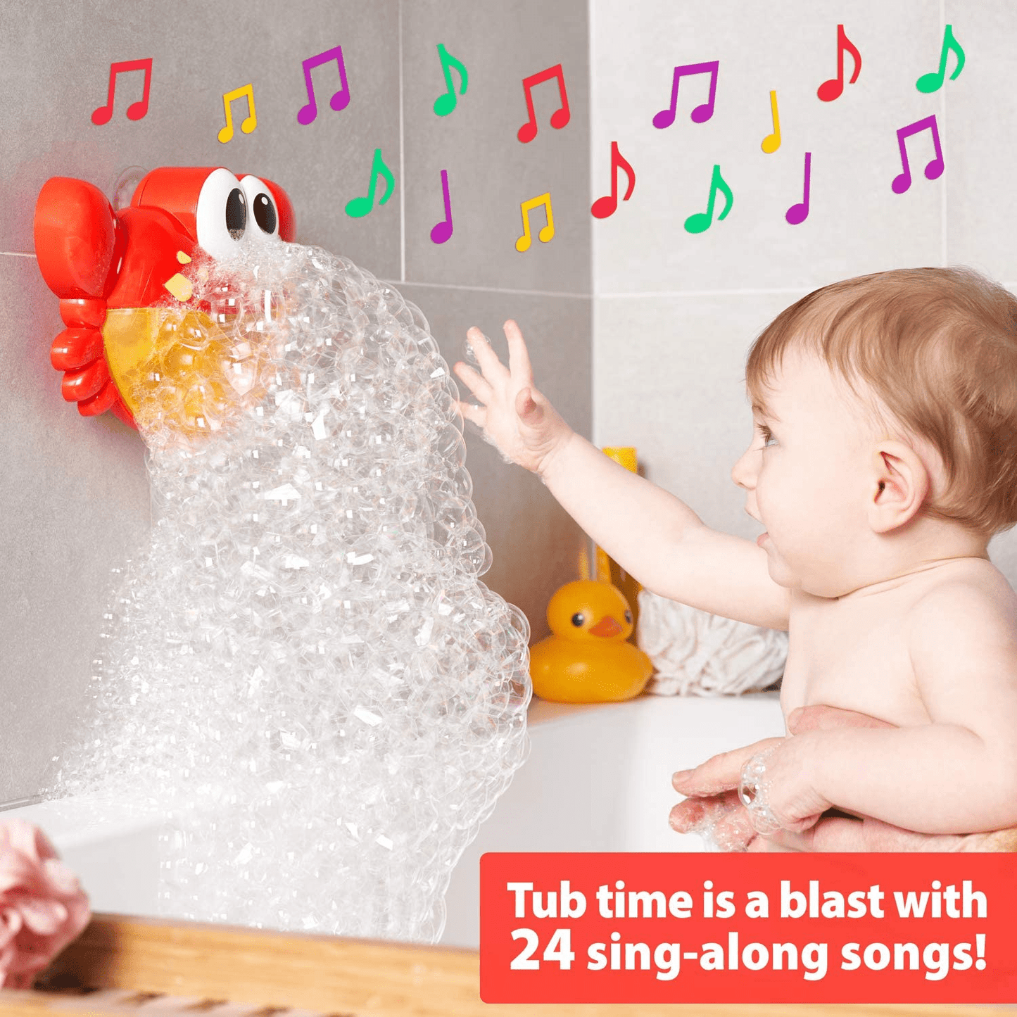 Baby Bath Toys for Bathtub, Crab Blow Bubbles Maker with 24 Music Songs Gift for Toddler Bubble Machine