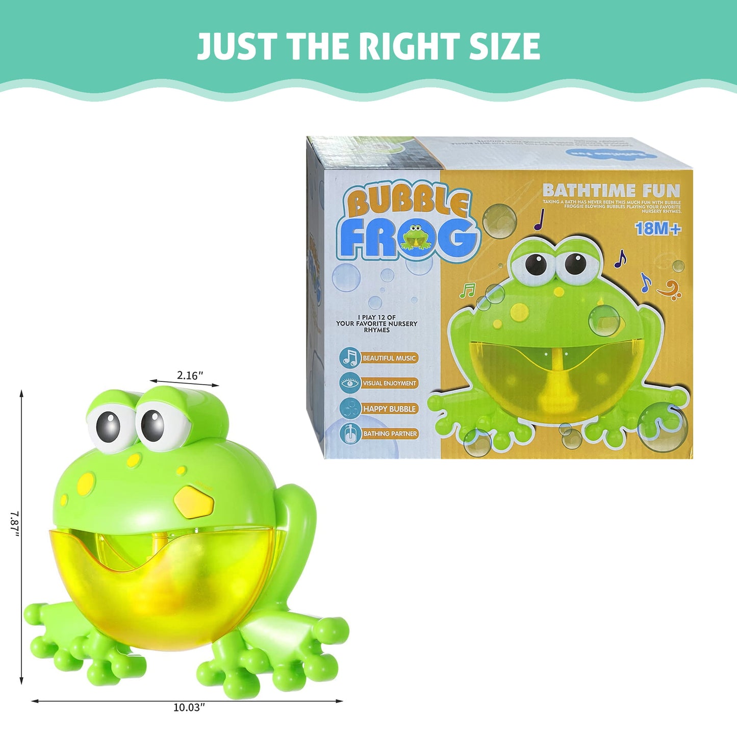 Bubble Baby Bath Toys for Toddler 1 2 3 Years Old, Kids Frog Blowing Bubbles and Singing 12 Toddler Songs Gift Bathtub Bubble Bath Toys
