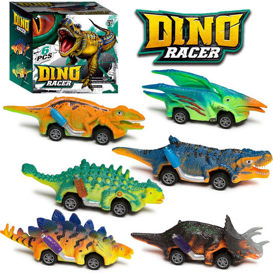 Dinosaur Toys,Dinosaur Pull Back Car 6 PCS for Toddlers 2-6 Years Old, Kids Boys Girls,Birthday Gifts.
